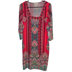 Women's Ivy Rd. Bohemian Paisley long sleeve shift dress, small, like new!